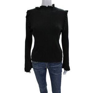 Line + Dot Women Black Mock Neck Pullover Sweater Long Sleeve Size S